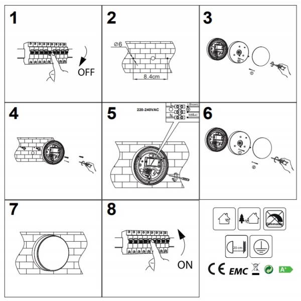 Applique murale extérieur led design rond 10W blanc chaud IP54 professionnelle