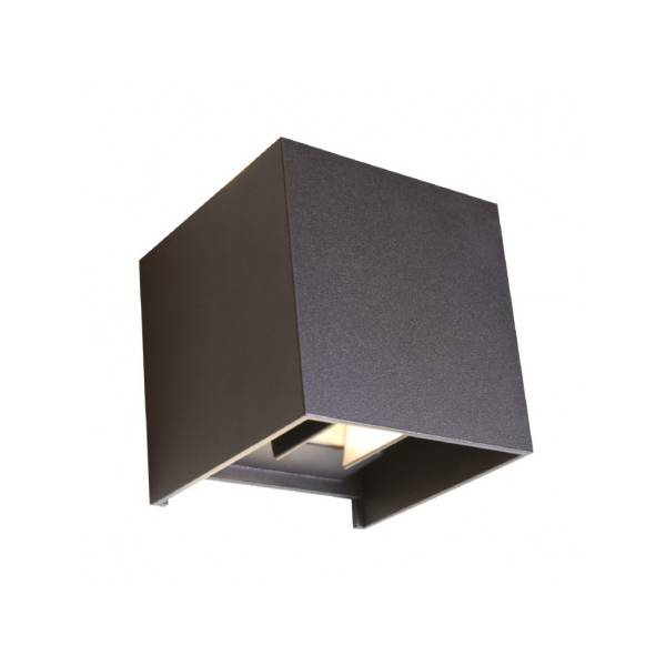 Applique murale extérieure éclairage haut et bas angle ajustable cube noir 7W LED blanc chaud IP54