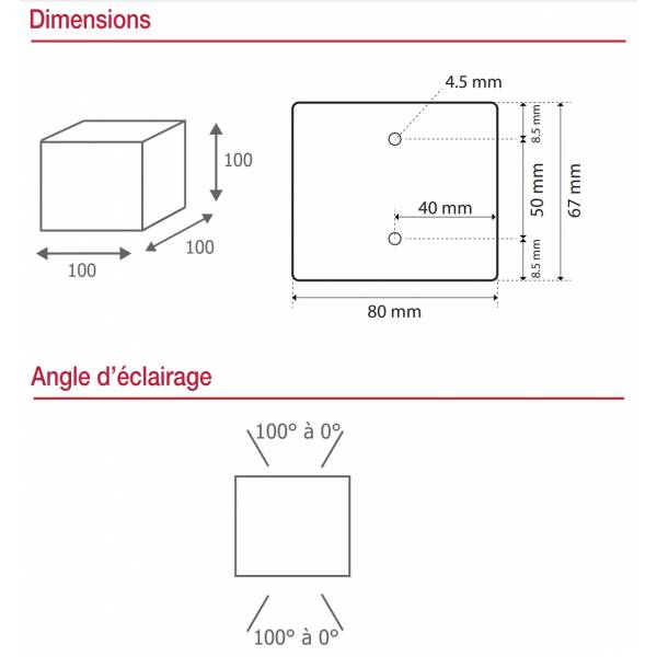 Applique murale extérieure éclairage haut et bas angle ajustable cube noir 7W LED blanc chaud IP54