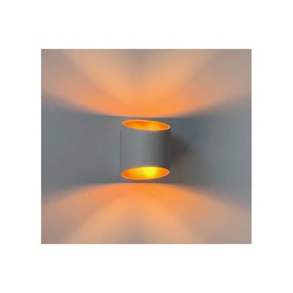 Applique murale led cylindre oblique éclairage haut et bas blanc doré G9 alu