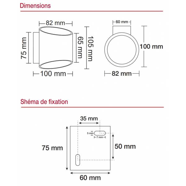 Applique murale led cylindre oblique éclairage haut et bas blanc doré G9 alu