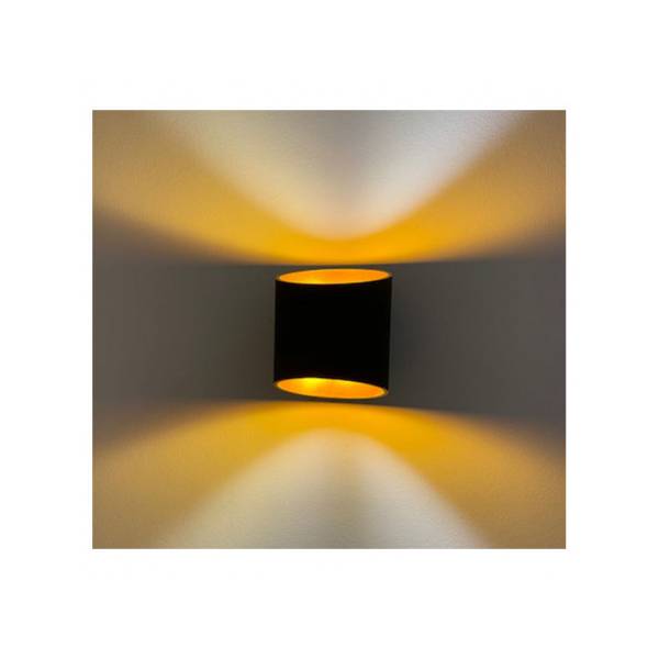 Applique murale led cylindre oblique éclairage haut et bas noir doré G9 alu