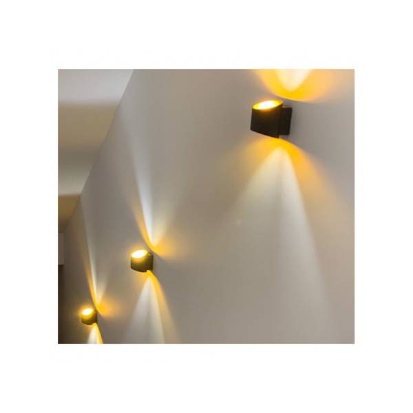 Applique murale led cylindre oblique éclairage haut et bas noir doré G9 alu