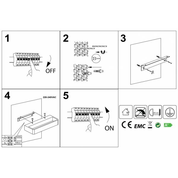 Applique murale LED Design rectangle blanc 6W blanc chaud 3000K 545lm professionnelle