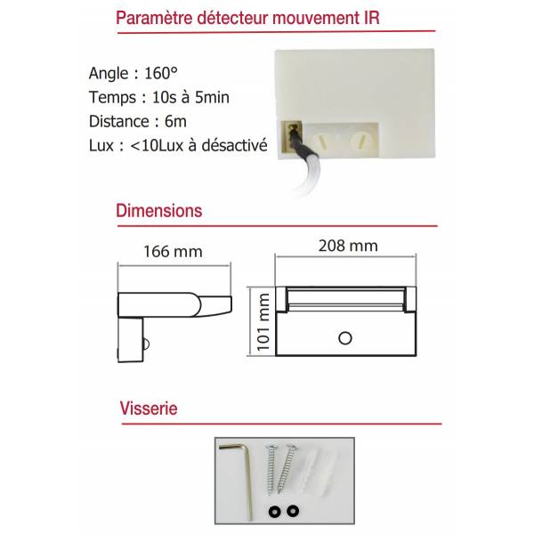 Applique murale extérieure orientable avec détecteur de mouvement 12W gris blanc neutre IP54