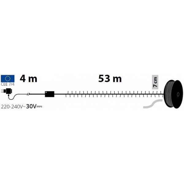 Guirlande LED extérieur 53M blanc chaud timer 8 modes câble transparent