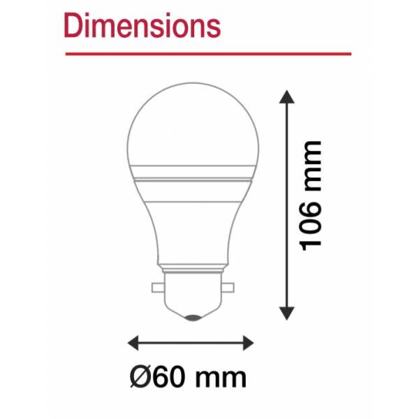 Ampoule LED B22 A60 blanc dépoli 10W blanc chaud 3000K plastique 850Lm