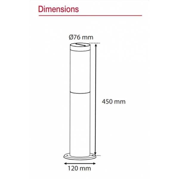 Potelet borne extérieure pour jardin inox 304 E27 45CM polycarbonate blanc professionnelle