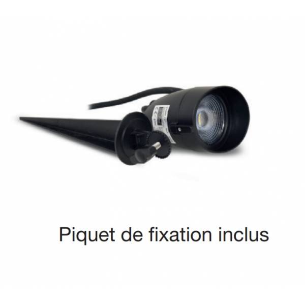 Spot piquet extérieur LED orientable IP65 étanche noir 6W blanc neutre 4000K professionnel