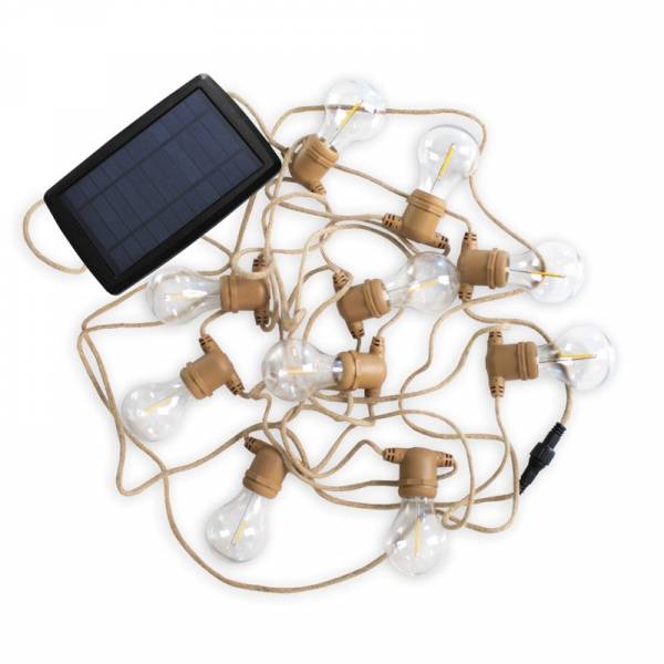 Guirlande Guinguette Solaire rechargeable Cancun câble Jute 10 lampes