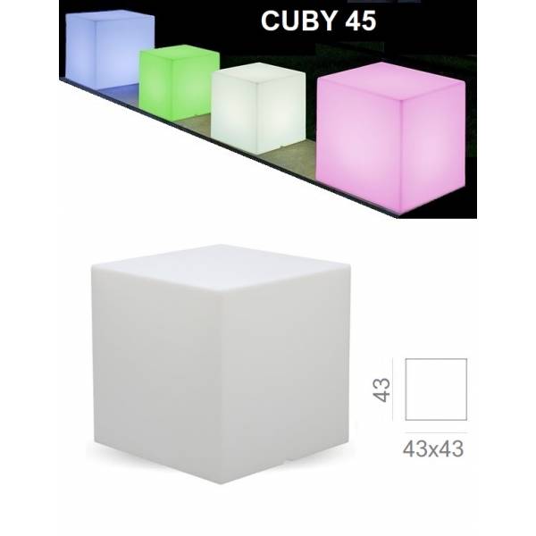 Cube lumineux exterieur solaire ou rechargeable CUBY 45 blanc LED RGBW 128 couleurs IP65 sans fil