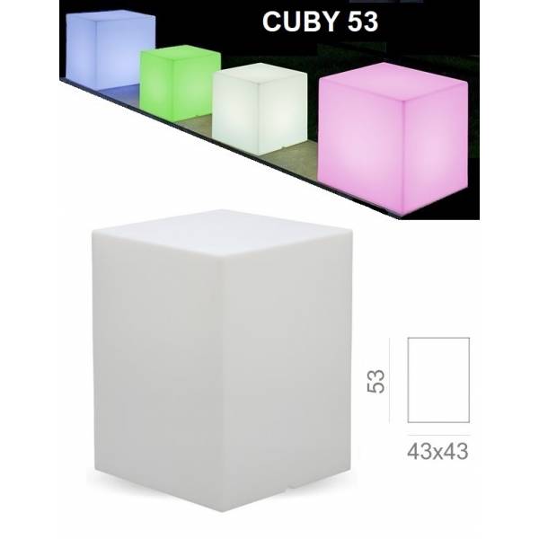 Rectangle lumineux extérieur solaire ou rechargeable CUBY 53 blanc LED RGBW 128 couleurs IP65 sans fil mobile