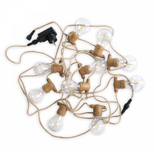 Guirlande guinguette extérieure champêtre câble jute 5M prolongeable ALLEGRA 10 LED E27 blanc chaud