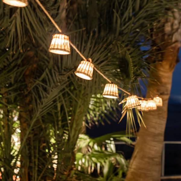 Guirlande lumineuse bambou rotin Cancun câble jute 5M 10 lampes