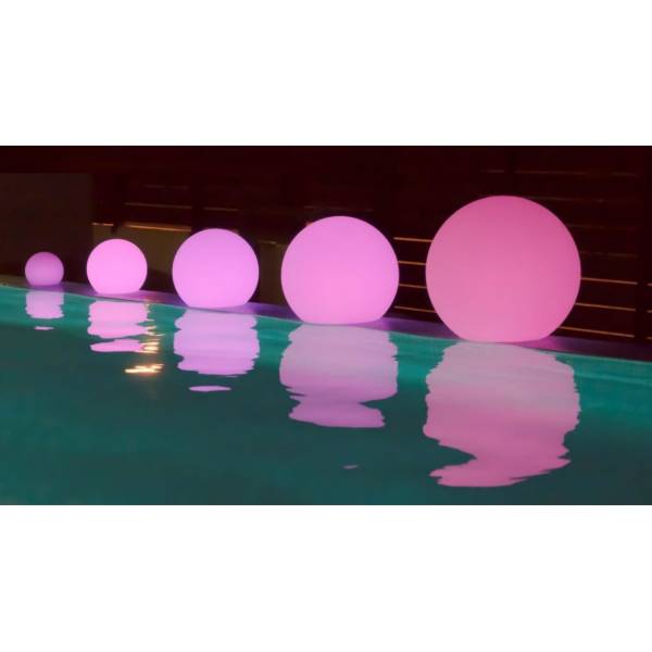 Boule lumineuse BULY 80 solaire ou rechargeable blanche LED RGBW