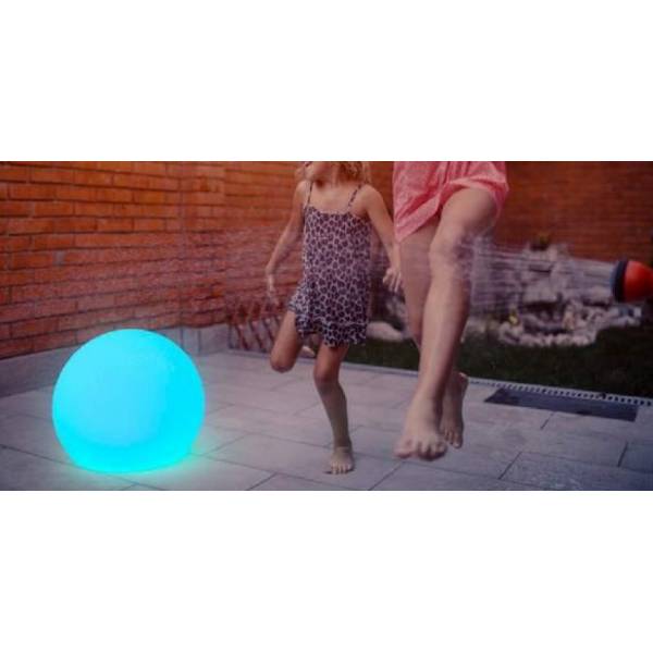 Boule lumineuse exterieur solaire ou rechargeable BULY 50 blanche sans fil LED RGBW 128 couleurs IP65