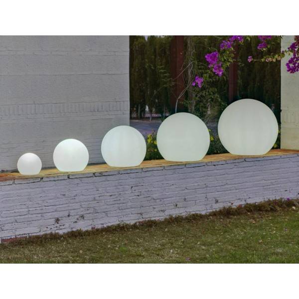 Boule lumineuse 30CM extérieur solaire ou rechargeable BULY blanche sans fil LED RGBW 128 couleurs IP65