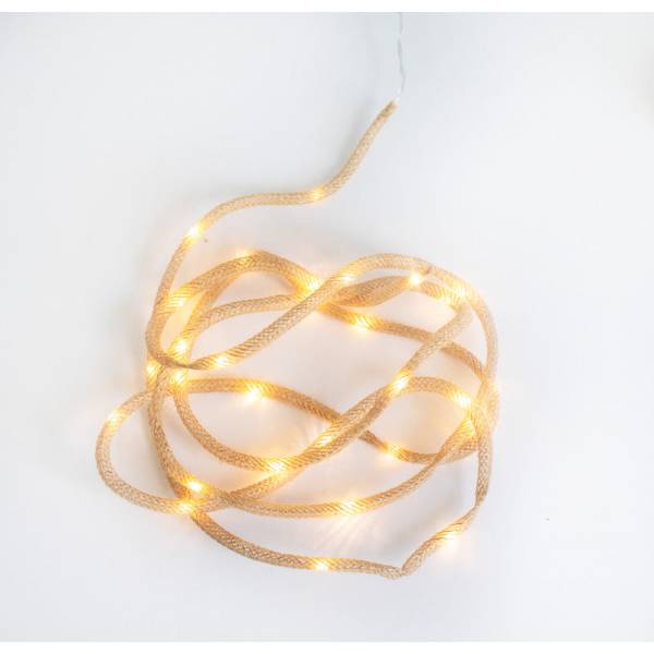 Guirlande lumineuse extérieure jute tressé effet corde 3M LIA 30 LED blanc chaud