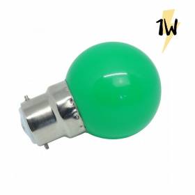 Ampoule led plastique B22 1W Verte pour guirlande guinguette qualité professionnelle