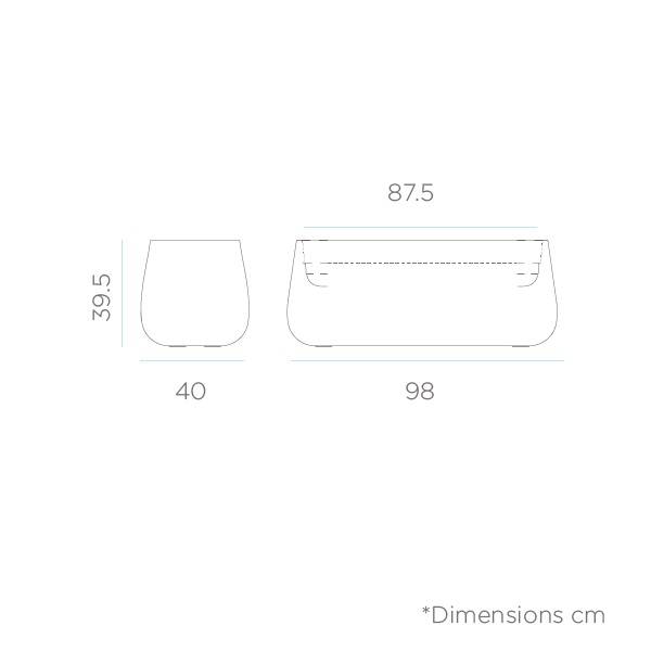 Jardinière lumineuse exterieure solaire ou batterie CAMELIA blanc LED RGBW sans fil 43 litres IP65