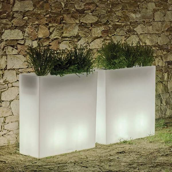 Jardinière lumineuse extérieure rectangulaire solaire ou batterie 80cm