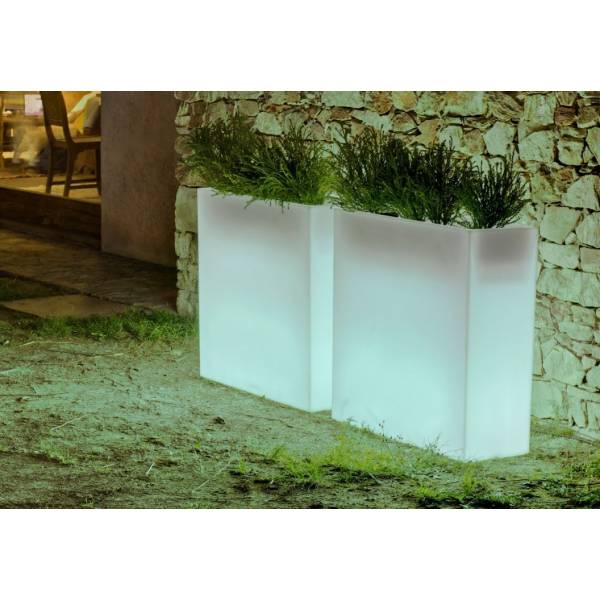 Jardinière lumineuse extérieure rectangulaire solaire ou batterie 80cm