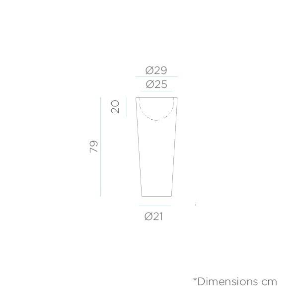 Pot de fleur lumineux solaire ou rechargeable exterieur cylindre haut blanc FICUS 80 sans fil LED RGBW 9L IP65