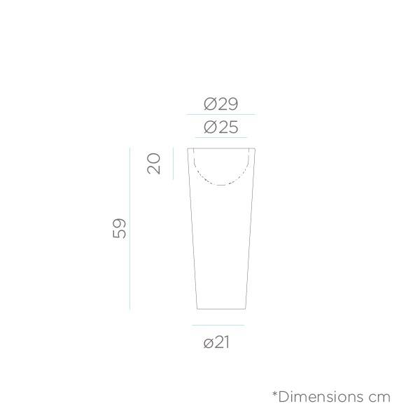 Pot de fleur lumineux exterieur solaire ou rechargeable cylindre haut blanc FICUS 60 LED RGBW 9L IP65 sans fil