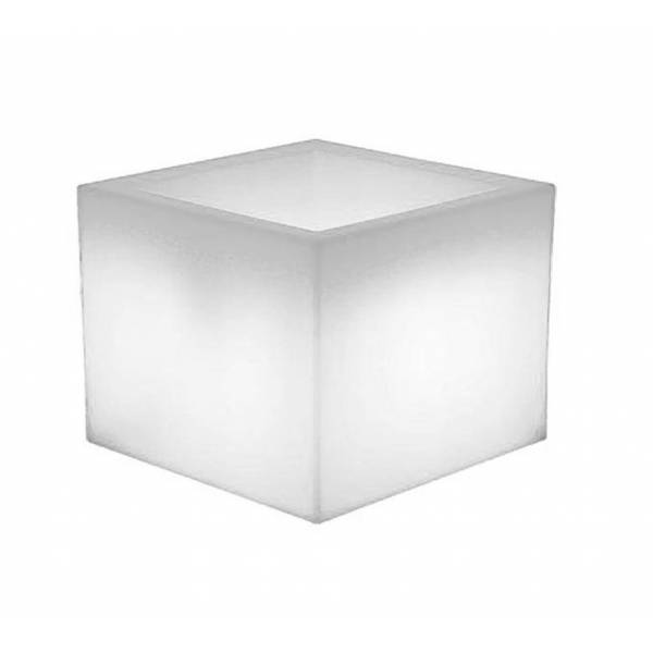 Pot lumineux extérieur carré solaire ou batterie NARCISO 40 blanc LED RGBW 9L IP65 sans fil