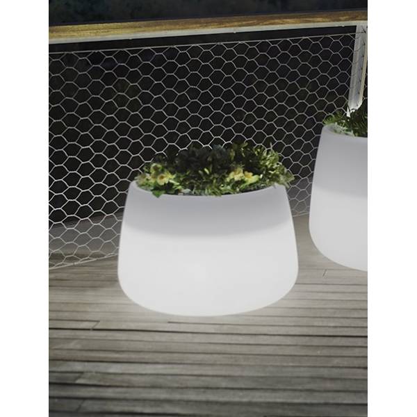 Pot de fleurs lumineux exterieur rond CAMELIA 60 blanc LED blanc froid 29 litres IP65 230V