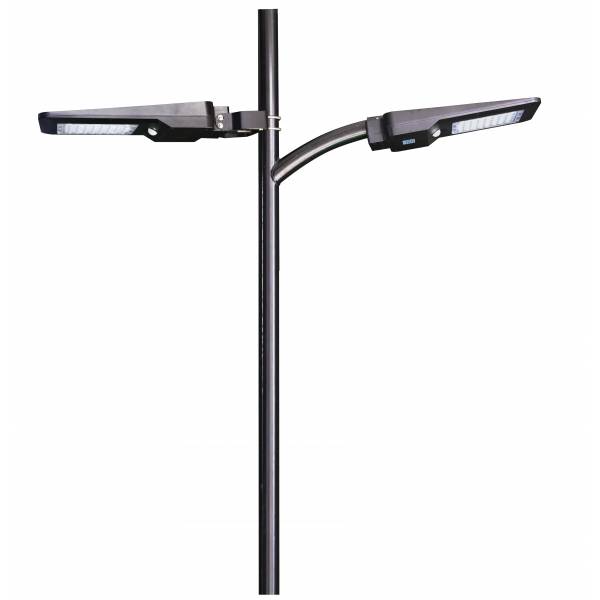 Tête de lampadaire solaire inclinable capteur de mouvement puissant 1600 lumens noir LED blanc neutre 4000K IP65