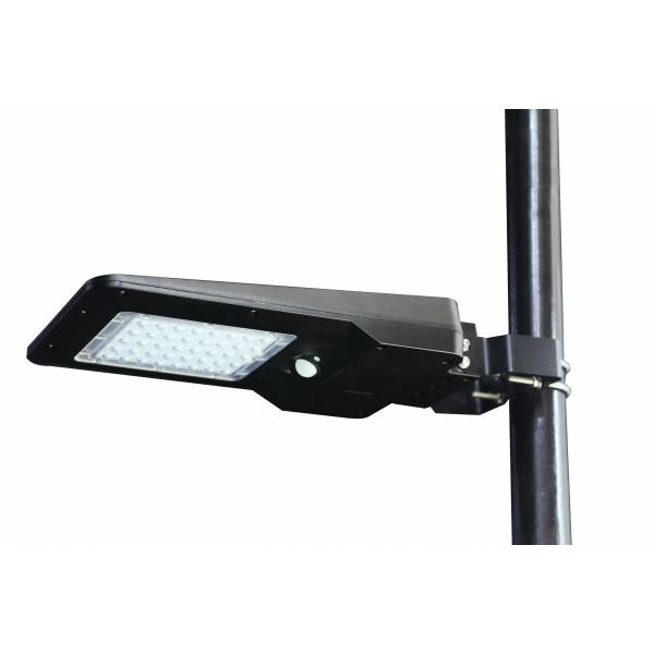 Tête de lampadaire solaire inclinable capteur de mouvement puissant 1600 lumens noir LED blanc neutre 4000K IP65