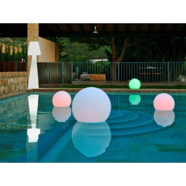 Boule lumineuse flottante solaire piscine BULY20 blanche LED RGBW IP68