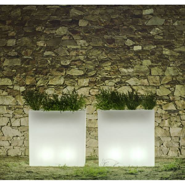 Jardinière lumineuse extérieure rectangulaire solaire ou batterie 80cm