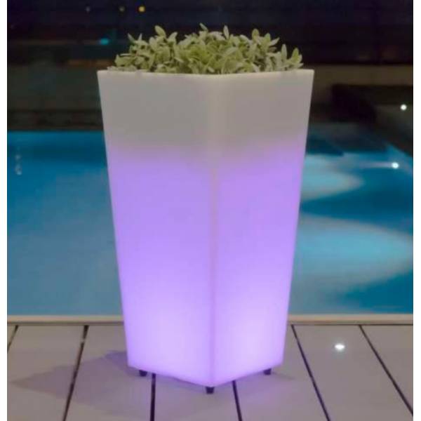 Pot lumineux extérieur solaire ou rechargeable MELISA 30 blanc LED RGBW 7L h58cm IP65 sans fil