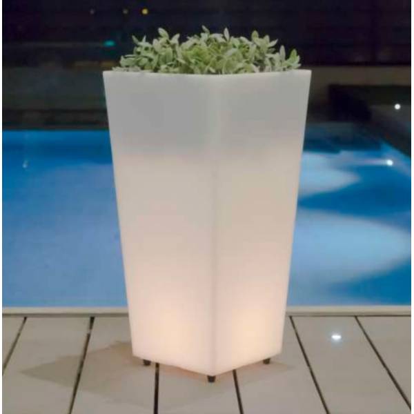 Pot lumineux extérieur solaire ou rechargeable MELISA 30 blanc LED RGBW 7L h58cm IP65 sans fil