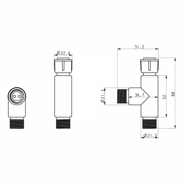 Connecteur répartiteur en T 2 sorties noir IP67 pour Guirlande Guinguette E14 gamme CDL