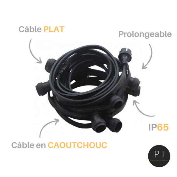 visuel des avantages de la guirlande guinguette 10 mètres 20 ampoules blanc chaud