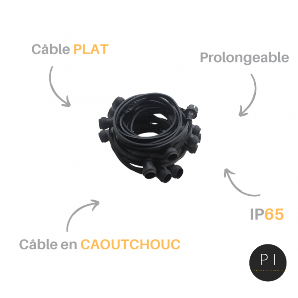 Guirlande Guinguette 10M 10 douilles E27 IP65 extérieur connectable