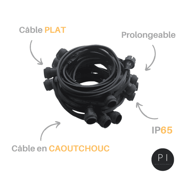 Guirlande guinguette 10 ampoules filament 2W LED pour extérieur IP65