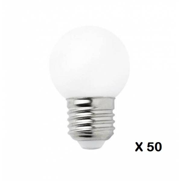 Guirlande guinguette étanche IP65 50m 50 LED plastique 1W blanc chaud