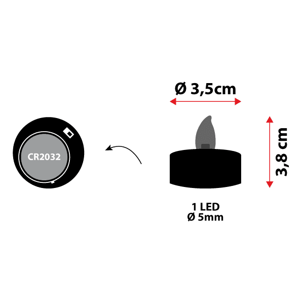 Jeu de 6 bougies led chauffe plat blanc chaud à piles effet flamme