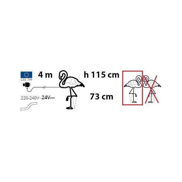 Lampe néon flamant rose gauche lumineux 480 LED H115CM extérieur