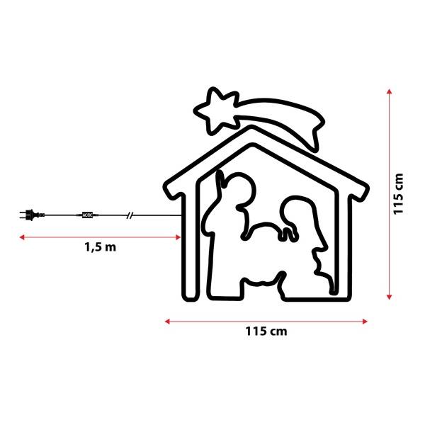 Crèche lumineuse 3D tube néon 1320 led blanc chaud extérieur professionnel