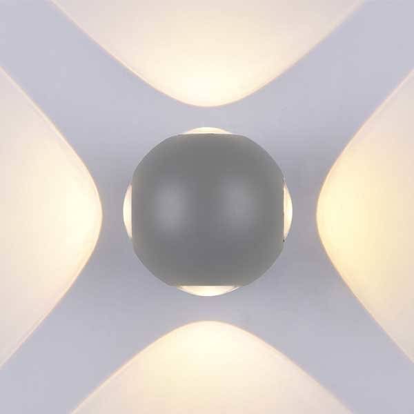 Applique extérieure murale LED boule gris Blanc neutre IP54 4W professionnelle