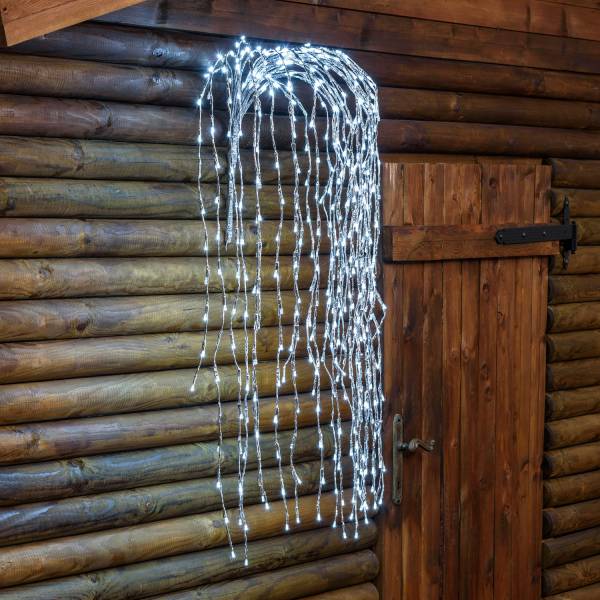 Branche lumineuse argentée saule pleureur 1.2M Led blanc froid flash