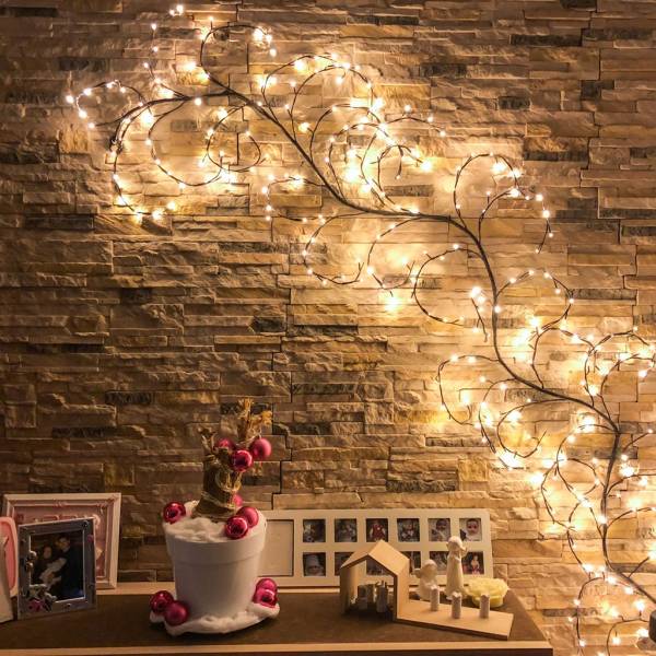 Branche lumineuse murale marron 288 LED blanc chaud lumière fixe