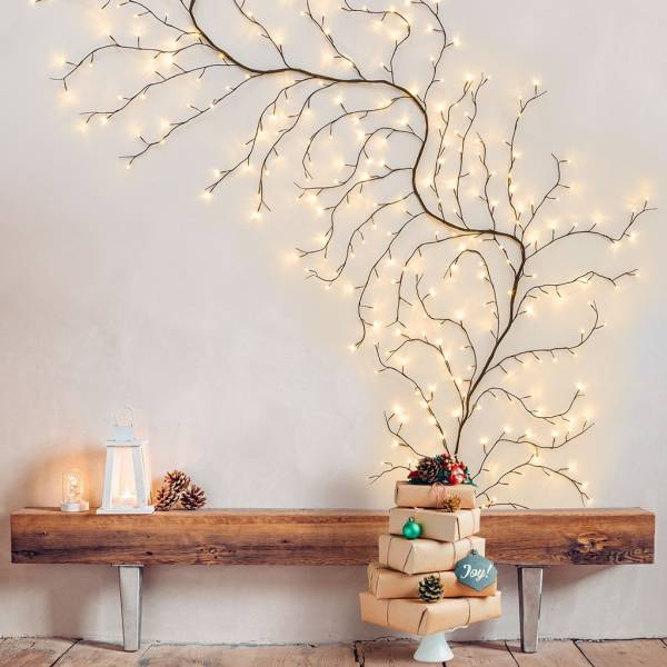 Branche lumineuse murale marron LED blanc chaud