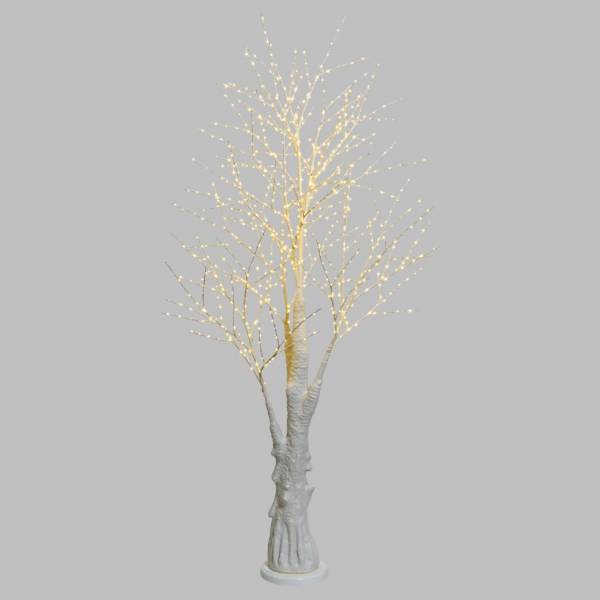 Arbre lumineux blanc argenté 210cm scintillant 900 microLED blanc chaud