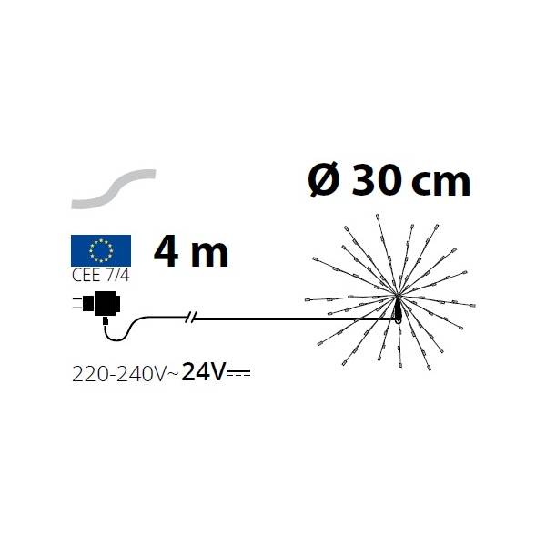 Boule lumineuse LED étoile argentée 30cm blanc chaud effet scintillant